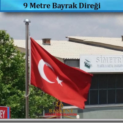 9 Metre Paslanmaz Çelik Sonsuz Dönerli Bayrak Direği