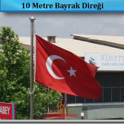 10  Metre Paslanmaz Çelik Sonsuz Dönerli Bayrak Direği